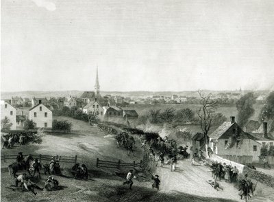 The Retreat of the British from Concord, April 1775, engraved by James Smillie by Alonzo Chappel